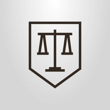 Siyah ve beyaz basit satır sanat vektör geometrik sembol ağırlıklar kalkan