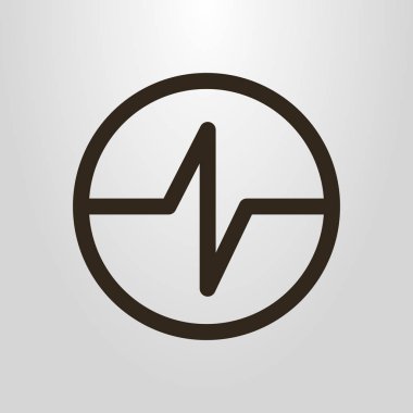 siyah ve beyaz basit vektör hat sanat dürtü izleme simgesi yuvarlak bir çerçeve içinde