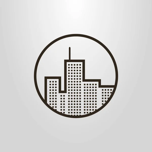 Černá Bílá Symbol Městských Výškových Budov Kulatý Rám — Stockový vektor
