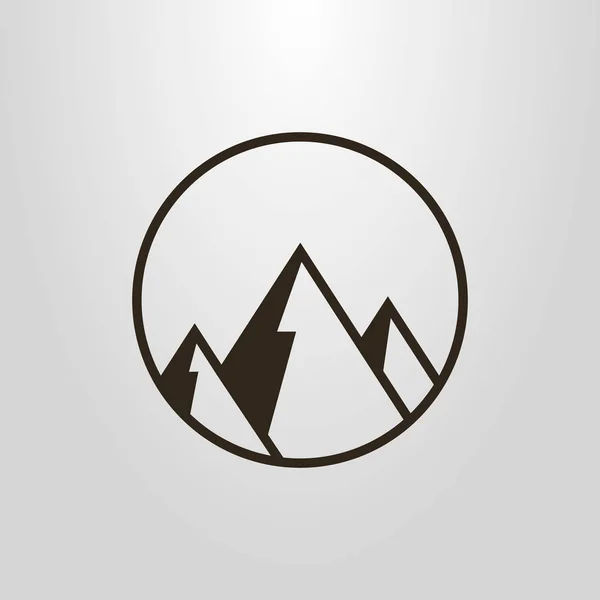 Symbole Géométrique Vectoriel Simple Noir Blanc Des Montagnes Dans Cadre — Image vectorielle