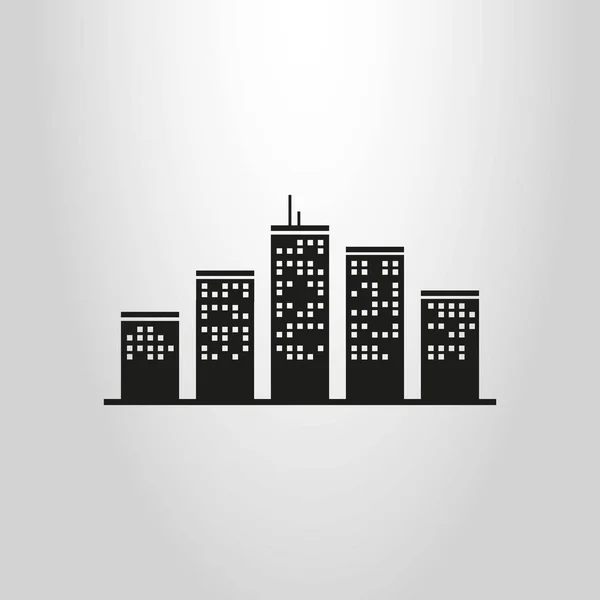 Símbolo Vectorial Simple Blanco Negro Edificios Gran Altura Paisaje Urbano — Vector de stock