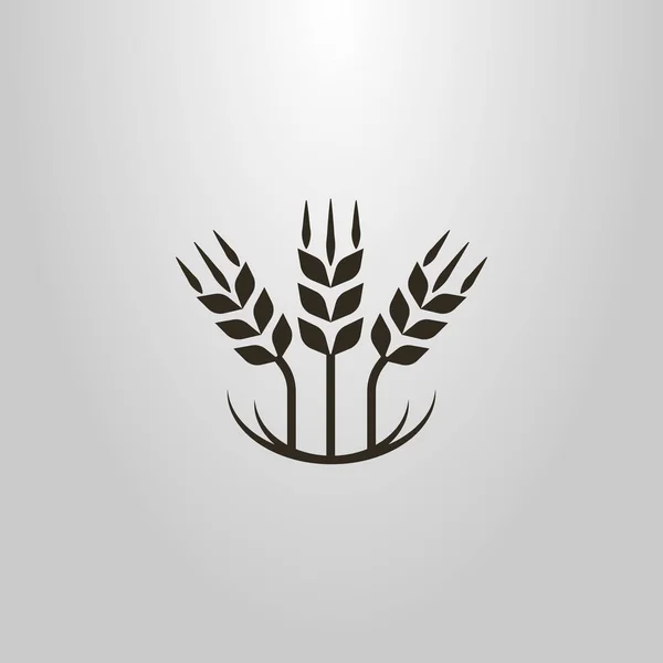 つの小麦の穂の黒と白のシンプルなベクター抽象的なシンボル — ストックベクタ