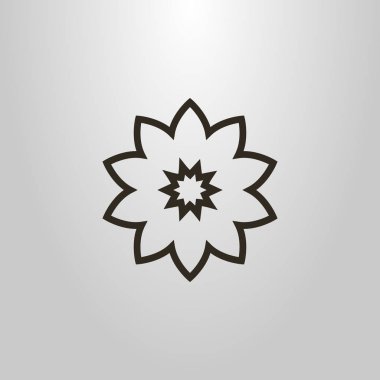 siyah ve beyaz basit vektör hat sanat sembolü çiçek tomurcuk 