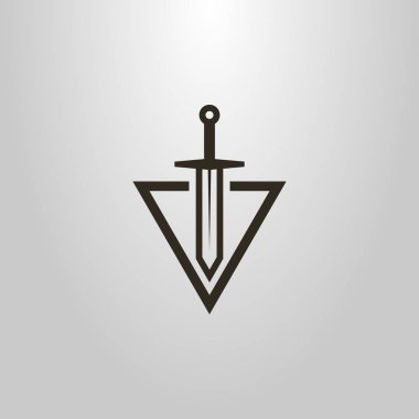 siyah ve beyaz basit vektör modern sembolü bir üçgen içine kılıç kesme