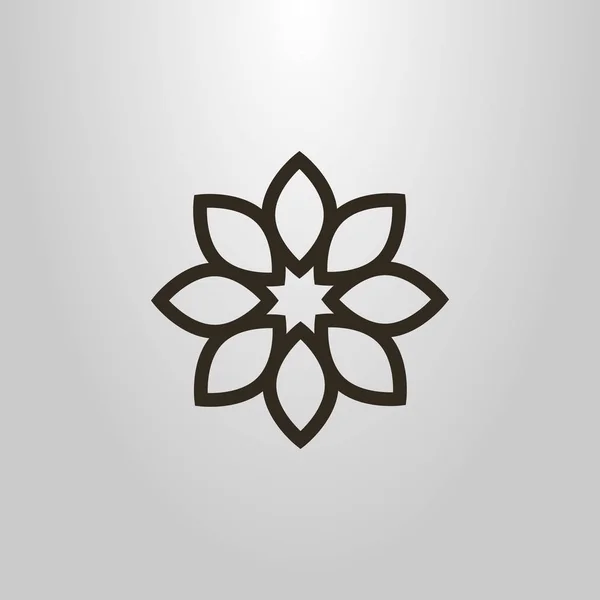 siyah ve beyaz basit vektör hat sanat sembol sekiz yaprakları çiçek