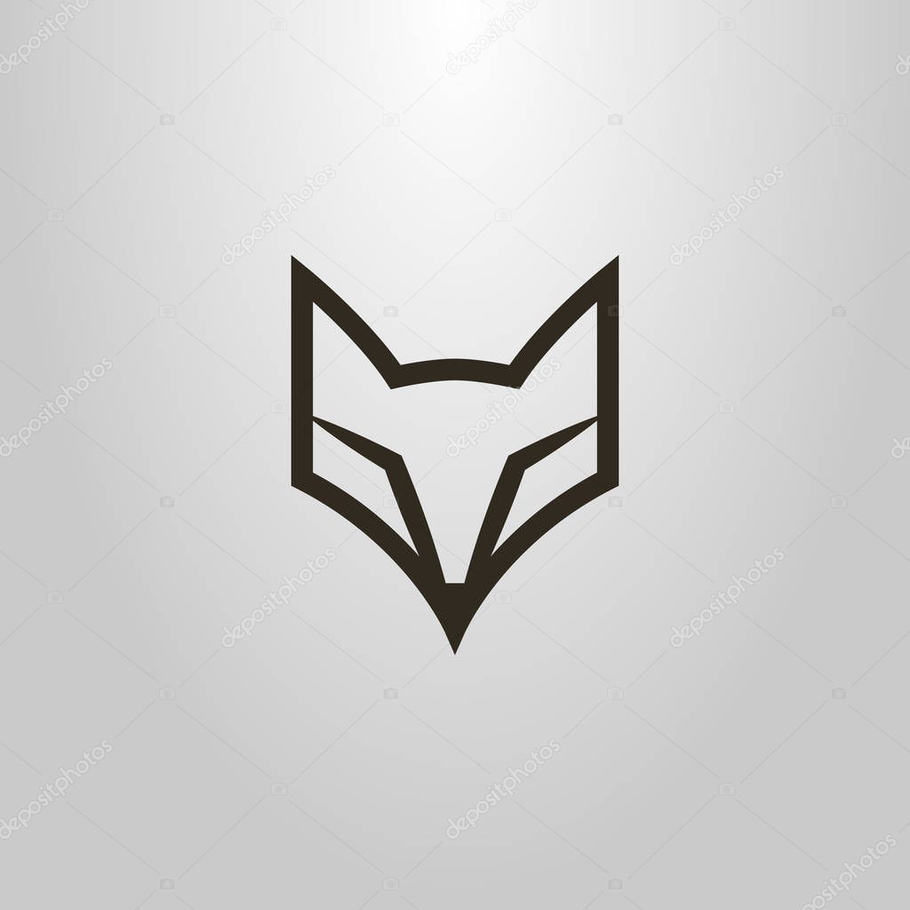 black and white simple vector line art symbol of fox head
