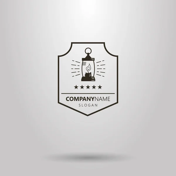 yağ lambası bir kalkan çerçeve içinde siyah ve beyaz basit vektör logosu