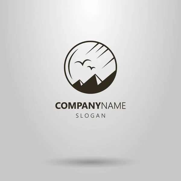 Vecteur Simple Noir Blanc Logo Rond Des Sommets Montagneux Paysage — Image vectorielle