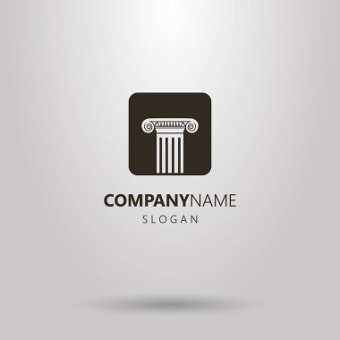 Siyah ve beyaz basit vektör negatif boşluk logo Roma sütun