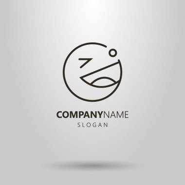 Siyah ve beyaz basit satır sanat gülümseme logo göz kırpıyor