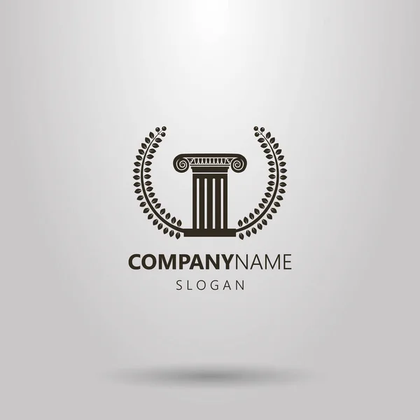 Logo Simple Blanco Negro Antigua Columna Una Corona Laurel — Vector de stock