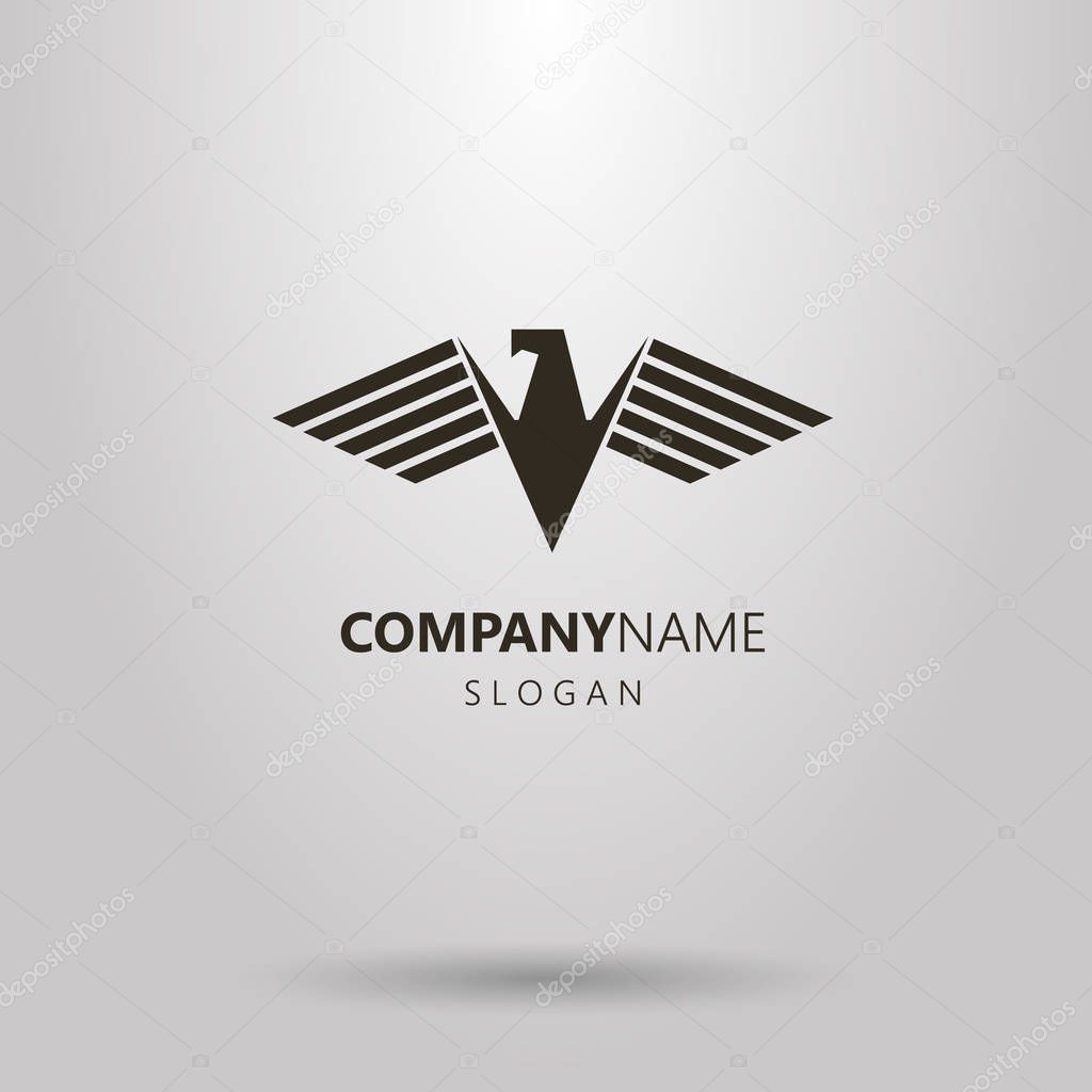 Black and white geometric vector logo of an abstract eagle