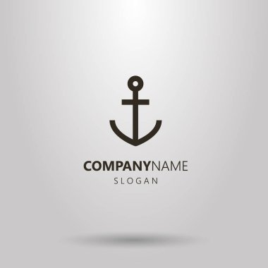 Siyah ve beyaz basit vektör hat sanat çapa logosu