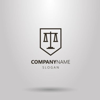 Siyah ve beyaz vektör hat sanat logo bir kalkan çerçevesinde ağırlık
