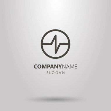 Siyah ve beyaz basit vektör yuvarlak çizgi sanat dürtü izleme logosu