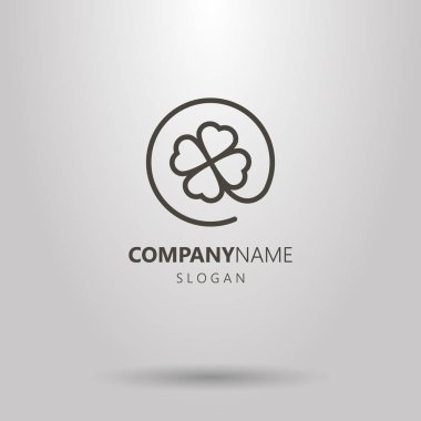 Siyah ve beyaz basit vektör hat sanat yonca logo yuvarlak çerçeve