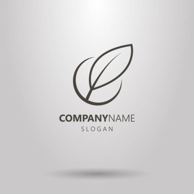 Siyah ve beyaz basit vektör hat sanat tüy logo yuvarlak çerçeve