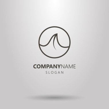 Siyah ve beyaz basit satır sanat deniz wave logosu yuvarlak bir çerçeve içinde
