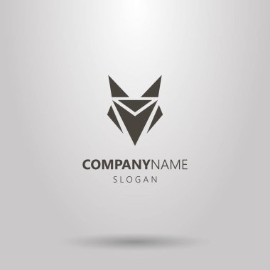Siyah ve beyaz bir soyut tilki başına geometrik logosu