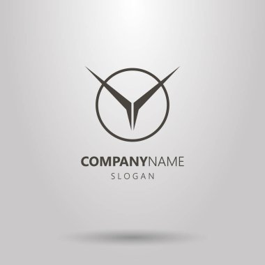 Siyah ve beyaz vektör yuvarlak bir çerçeve içinde geometrik soyut uçan kuş logosu