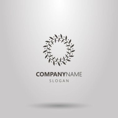 Siyah ve beyaz basit vektör soyut yuvarlak çelenk diadem logosu