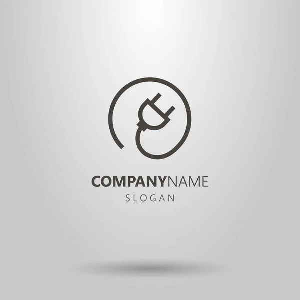 Logo Prise Électrique Simple Vectoriel Noir Blanc Dans Cadre Rond — Image vectorielle