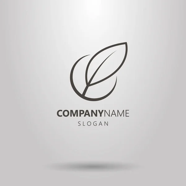 Logo Pluma Arte Línea Vectorial Simple Blanco Negro Marco Redondo — Archivo Imágenes Vectoriales