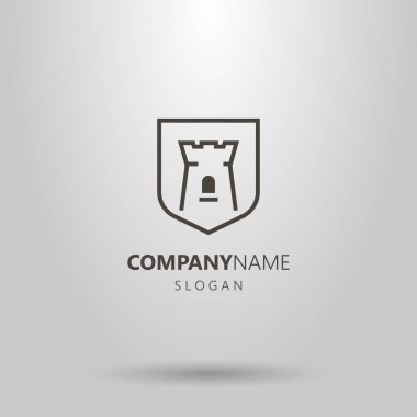 Siyah ve beyaz satır sanat fort kale logosu kalkan çerçevesinde