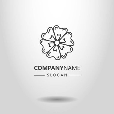 siyah ve beyaz basit vektör hat sanat logo çiçek tomurcuk