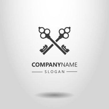 Siyah ve beyaz basit vektör logosu iki çapraz retro tarzı anahtar