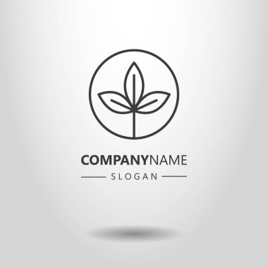 siyah ve beyaz basit vektör hat sanat logo yuvarlak bir çerçeve içinde bir dal