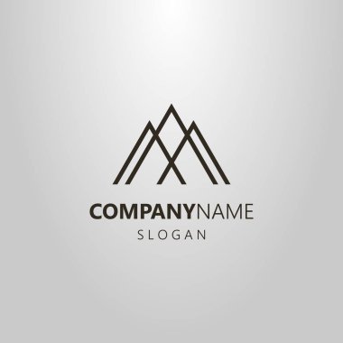 siyah ve beyaz basit geometrik vektör hat sanat logo üç dağ zirveleri