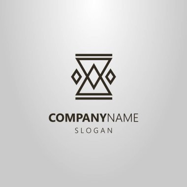 siyah ve beyaz basit geometrik vektör hat sanat logo halk süsleme unsuru