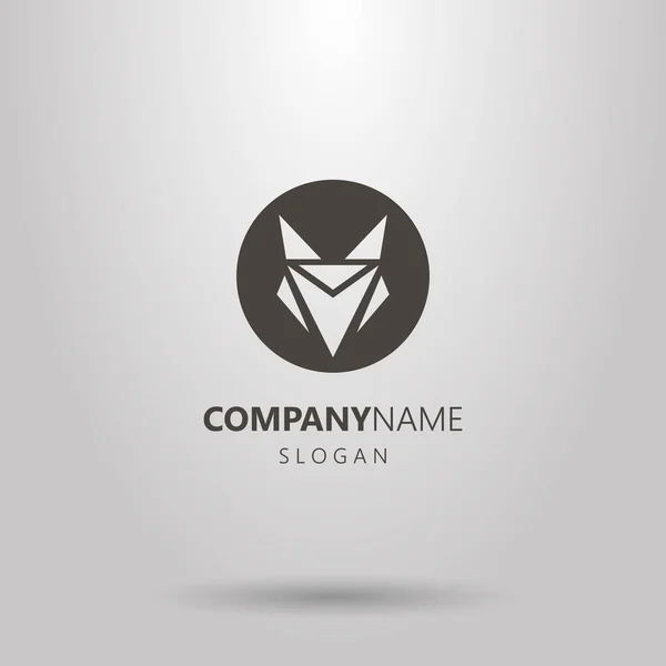 Černé Bílé Kulaté Logo Negativní Prostor Abstraktní Fox Hlavy — Stockový vektor