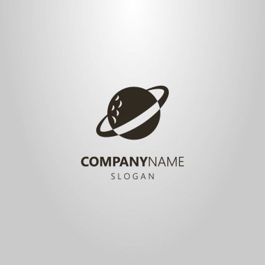 siyah ve beyaz basit vektör sanat logo soyut Satürn gezegenin düz