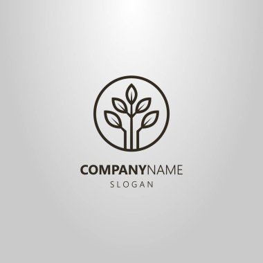 üç şube ile yaprakları yuvarlak bir çerçeve içinde siyah ve beyaz logo