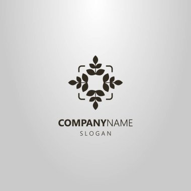 siyah ve beyaz basit vektör Soyut logo düzenlenmiş sayfalarıyla birlikte dört şube