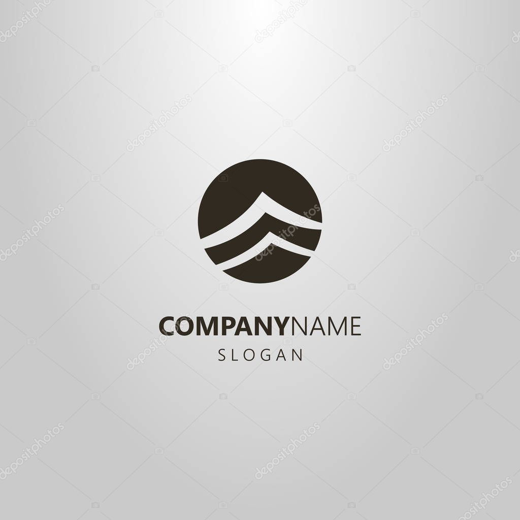 Black and white simple vector negative space abstract sea waves logo