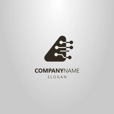 siyah ve beyaz basit vektör Soyut logo pürüzsüz cyber üçgen