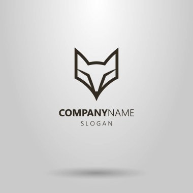 siyah ve beyaz basit vektör hat sanat anahat fox yüz logosu