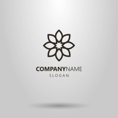 siyah ve beyaz basit vektör hat sanat çiçek logosu sekiz yaprakları ile