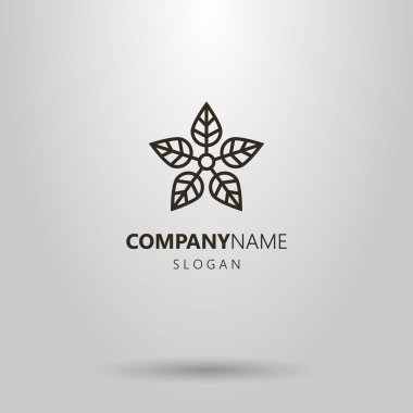 siyah ve beyaz basit vektör hat sanat logo beş yapraklı çiçek