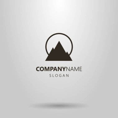 siyah ve beyaz basit vektör Soyut logo dağ manzarası ve güneş