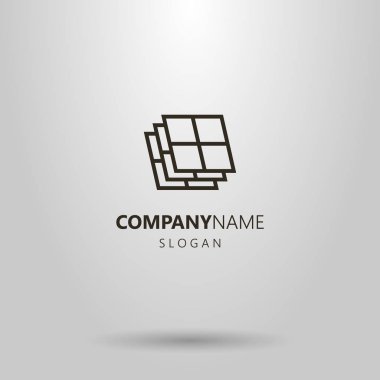 siyah ve beyaz basit vektör geometrik çizgi sanat logo, windows