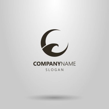 siyah ve beyaz basit yuvarlak logo soyut bir kartal