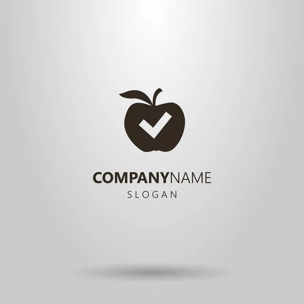 Black White Simple Apple Logo Check Mark — Stock Vector