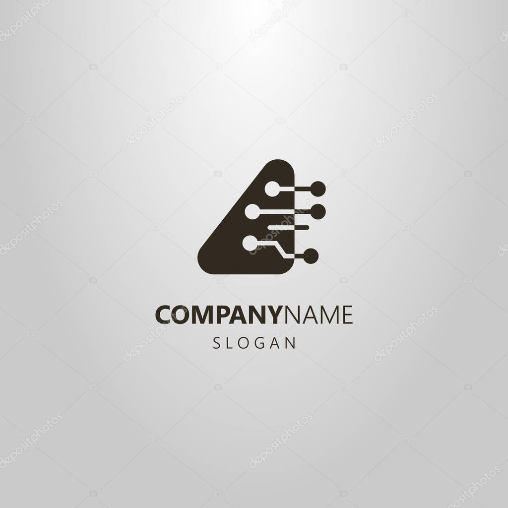 black and white simple vector abstract logo of a smooth cyber triangle