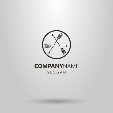 birbirlerine yuvarlak bir çerçeve içinde üst üste üç ok siyah beyaz basit vektör logosu