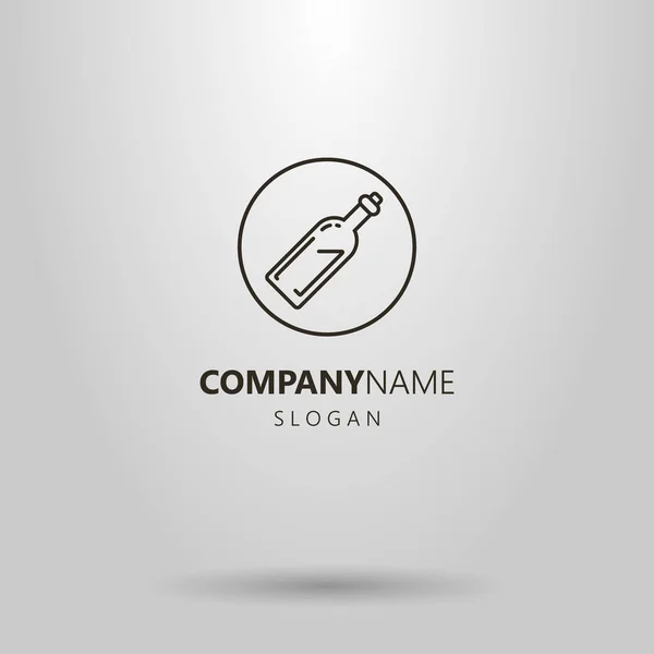 Black White Simple Vector Line Art Bottle Logo Frame — Stock Vector