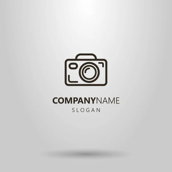 Black White Simple Vector Line Art Camera Logo — Stock Vector